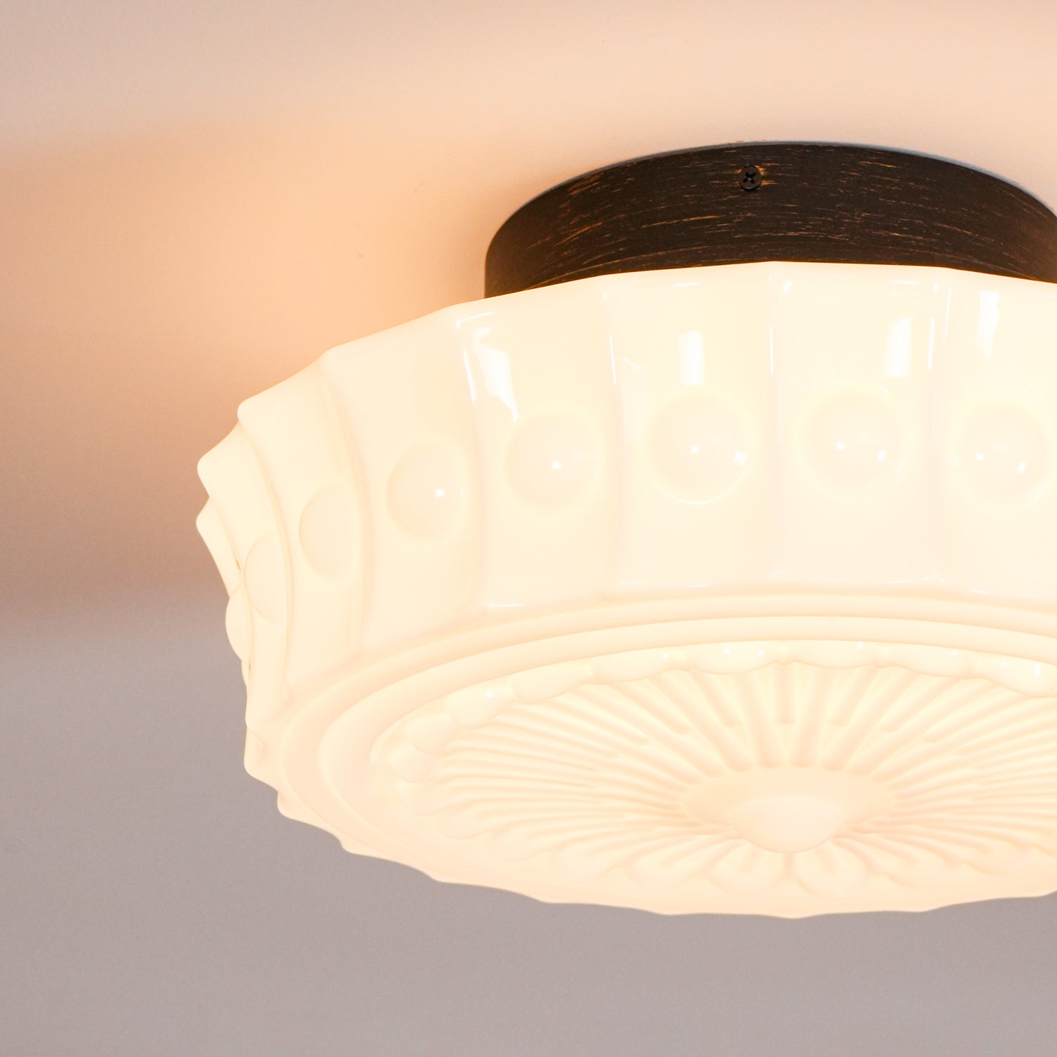 Modern Metal and Glass Ceiling Lamp - Flush Mount Light Fixture