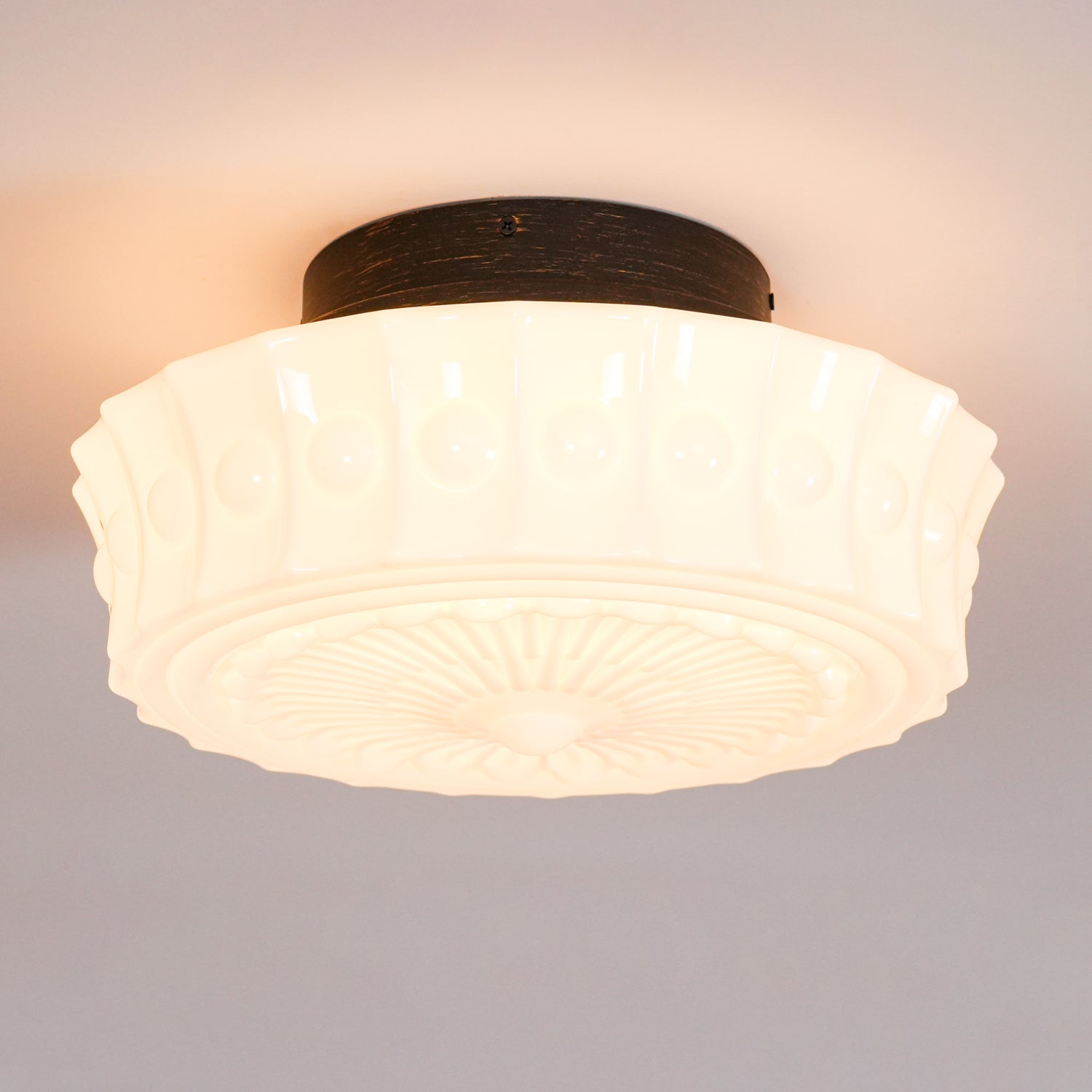 Modern Metal and Glass Ceiling Lamp - Flush Mount Light Fixture