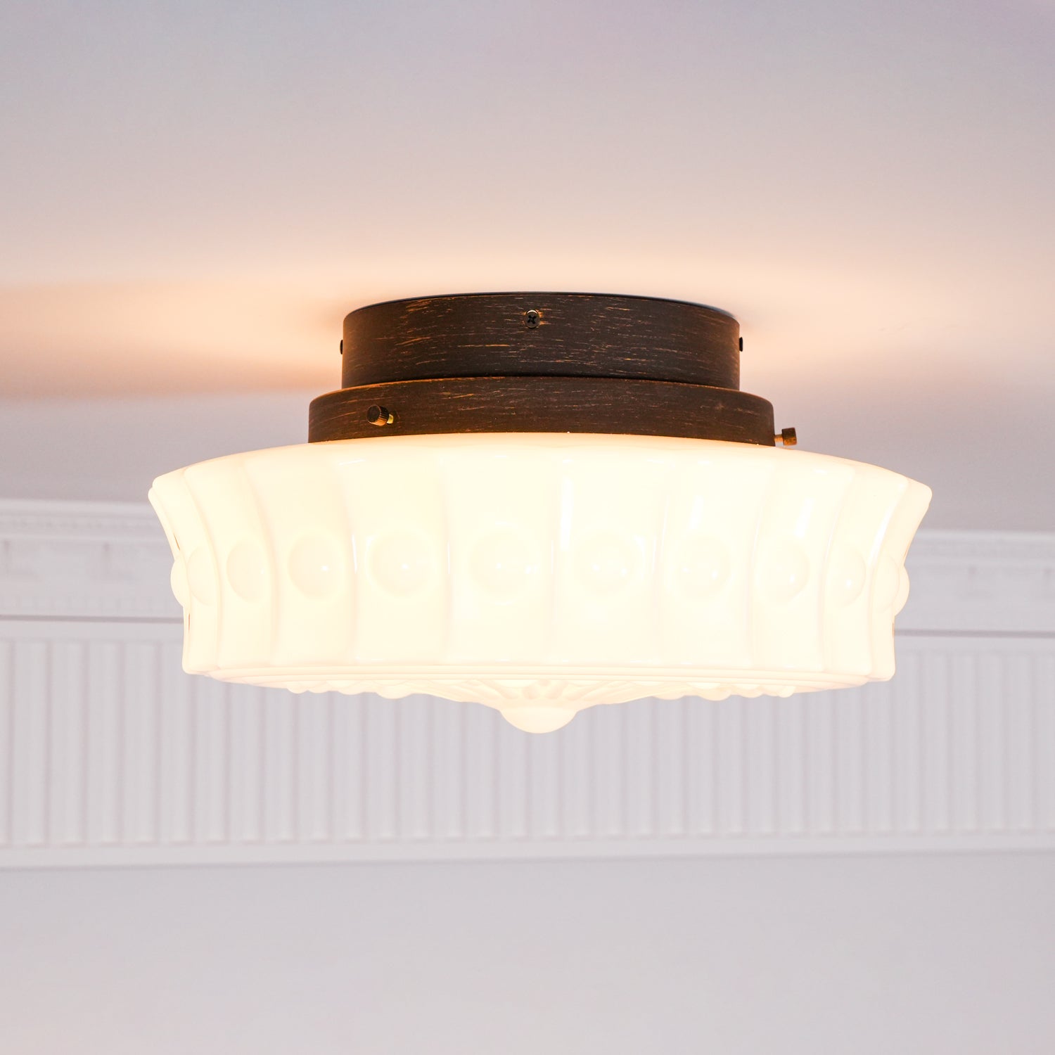 Modern Metal and Glass Ceiling Lamp - Flush Mount Light Fixture