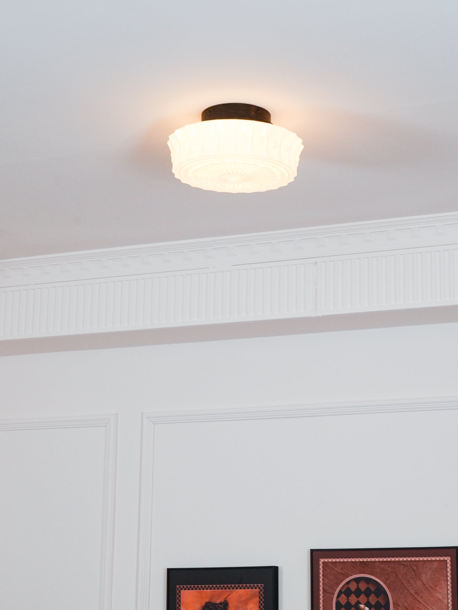 Modern Metal and Glass Ceiling Lamp - Flush Mount Light Fixture