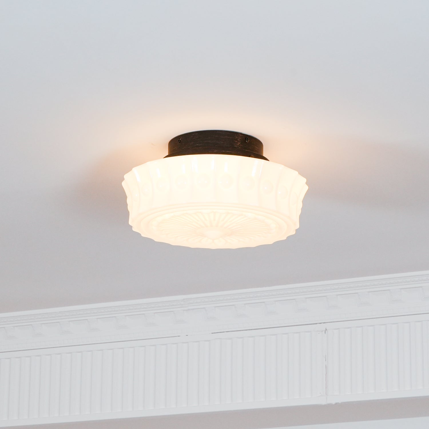 Modern Metal and Glass Ceiling Lamp - Flush Mount Light Fixture
