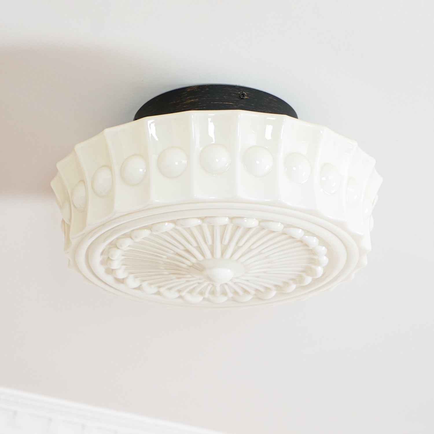 Modern Metal and Glass Ceiling Lamp - Flush Mount Light Fixture