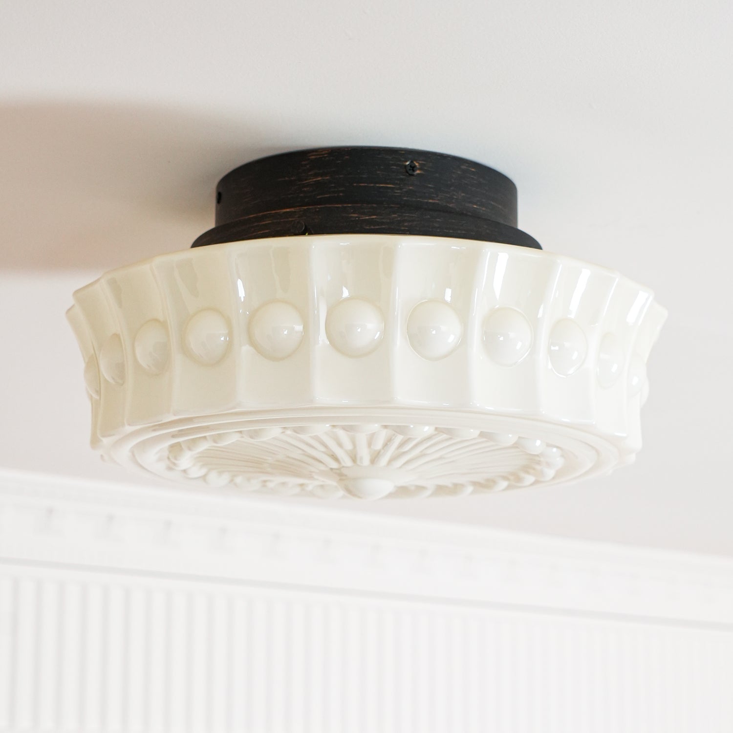 Modern Metal and Glass Ceiling Lamp - Flush Mount Light Fixture