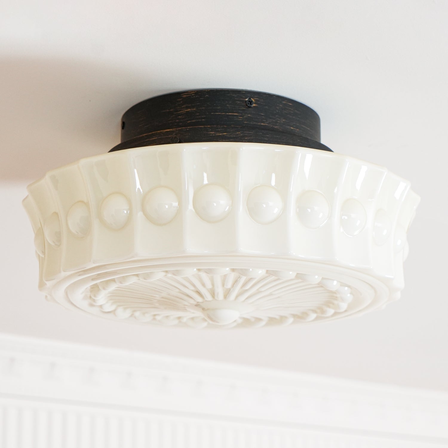 Modern Metal and Glass Ceiling Lamp - Flush Mount Light Fixture