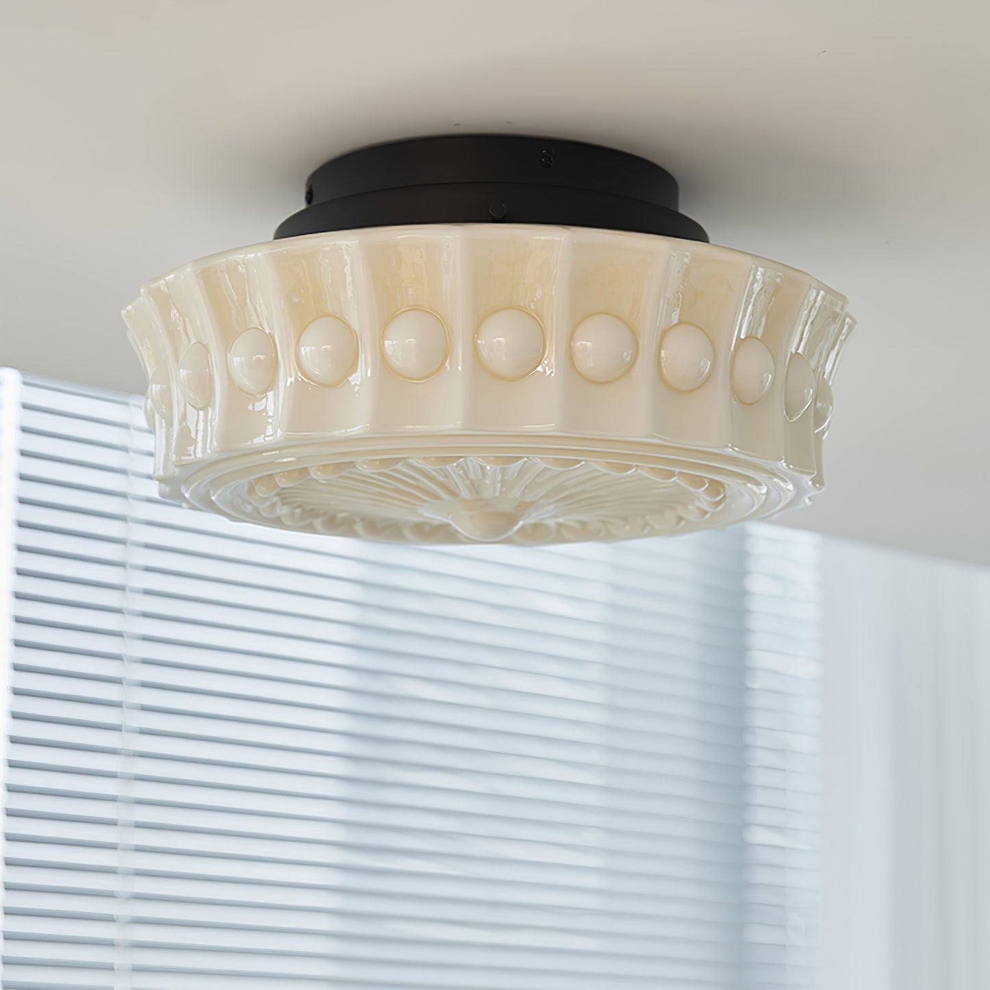 Modern Metal and Glass Ceiling Lamp - Flush Mount Light Fixture