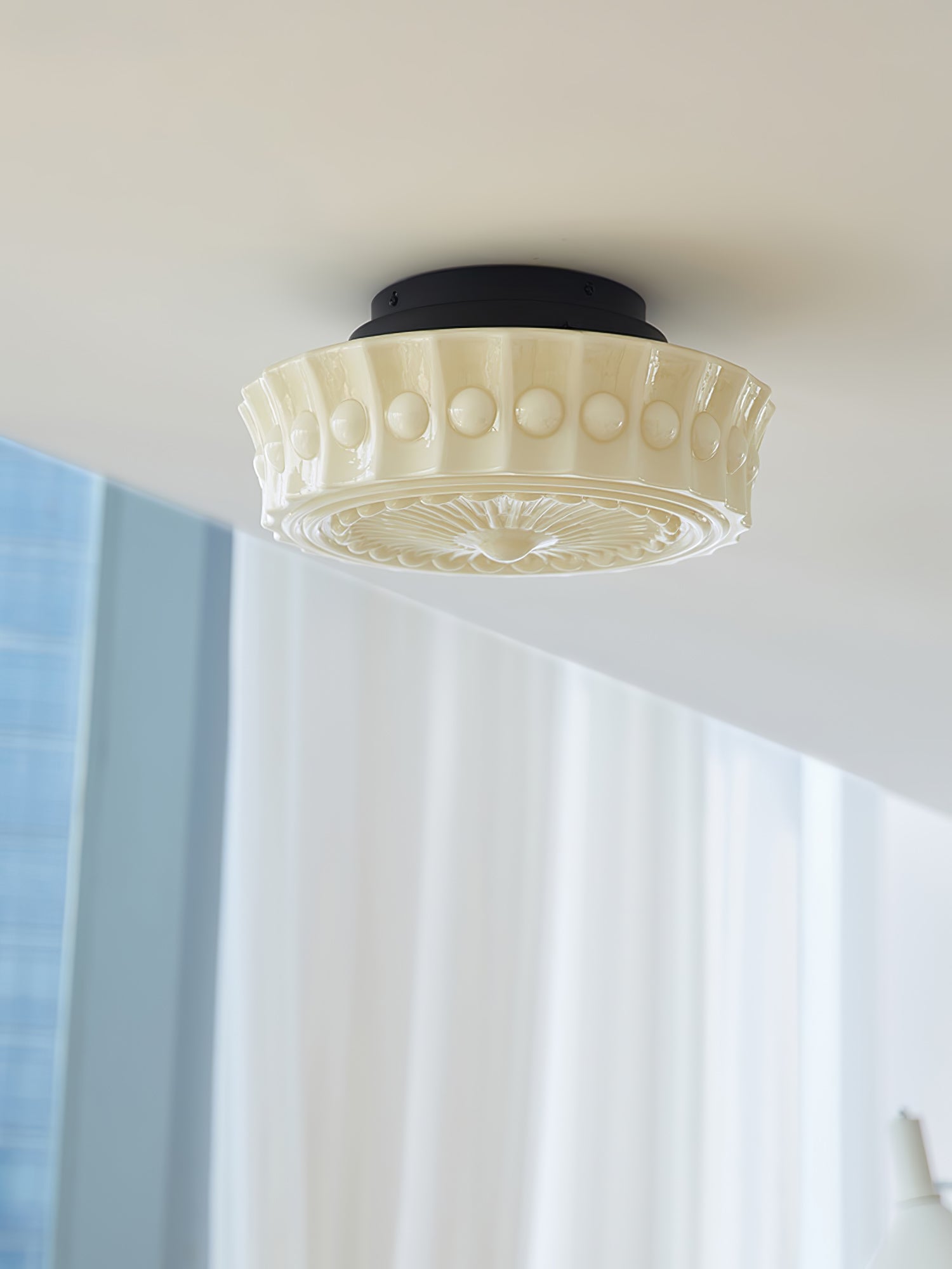 Modern Metal and Glass Ceiling Lamp - Flush Mount Light Fixture