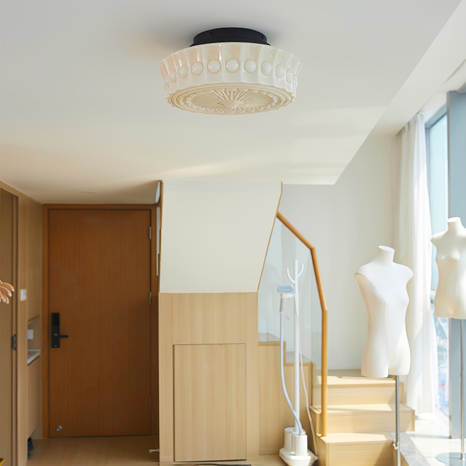Modern Metal and Glass Ceiling Lamp - Flush Mount Light Fixture