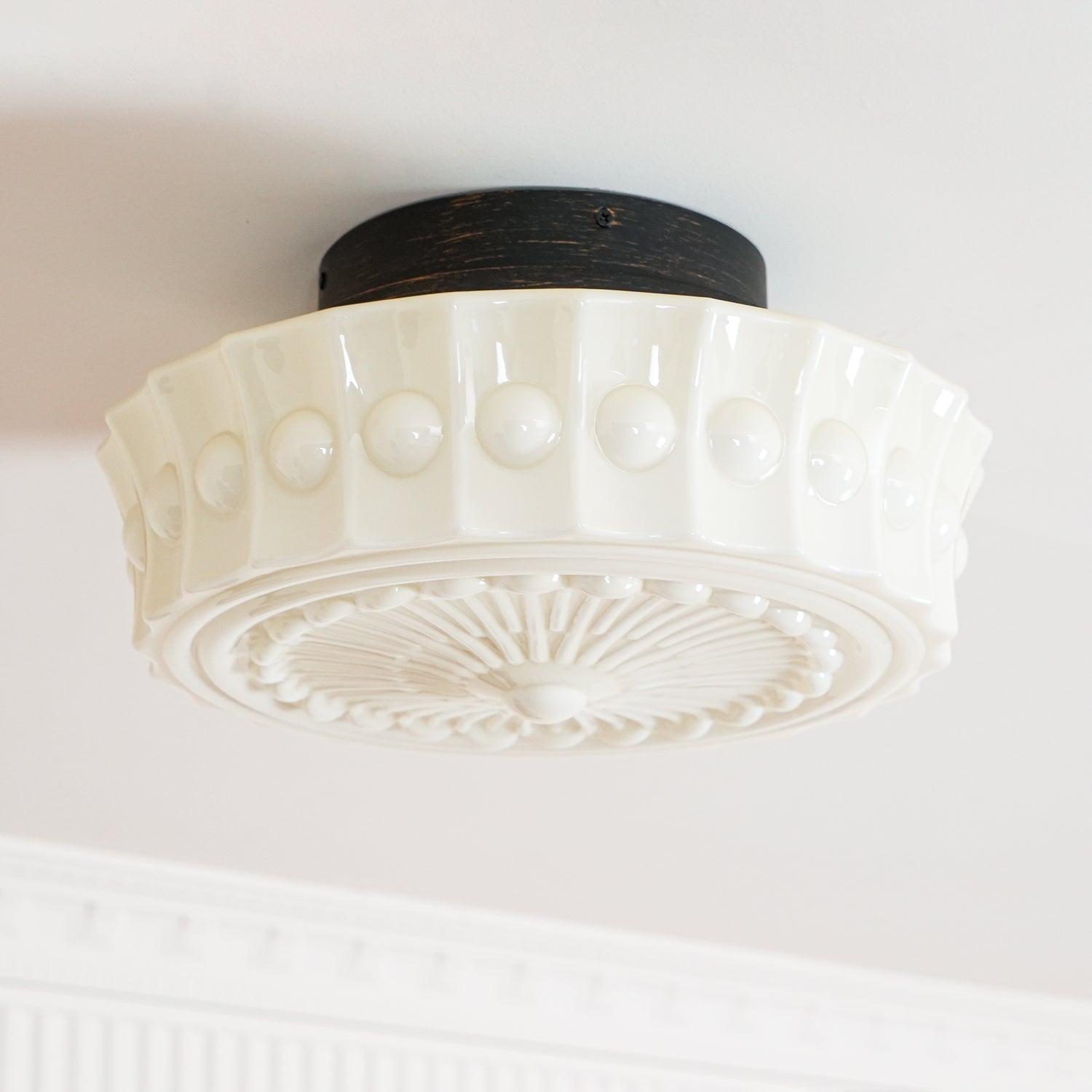 Modern Metal and Glass Ceiling Lamp - Flush Mount Light Fixture