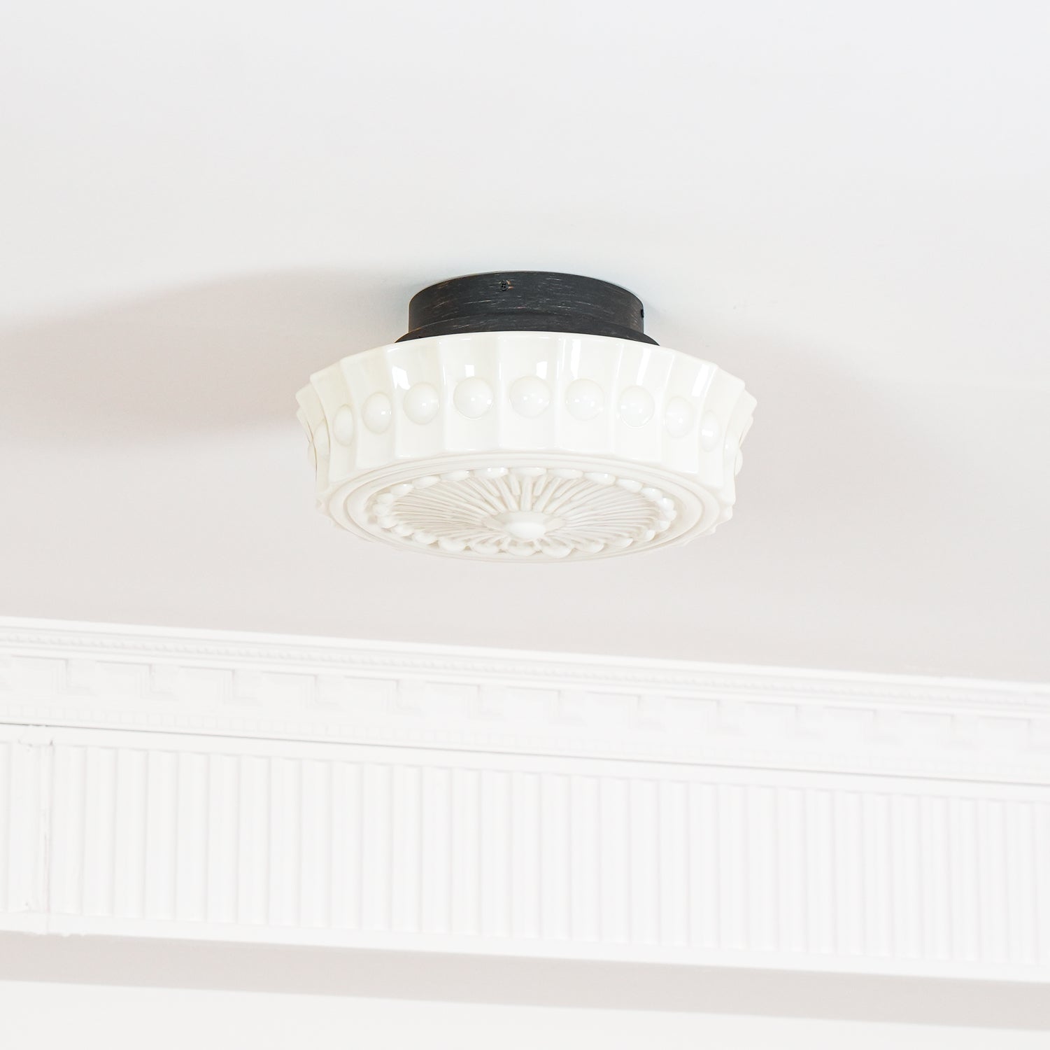 Modern Metal and Glass Ceiling Lamp - Flush Mount Light Fixture