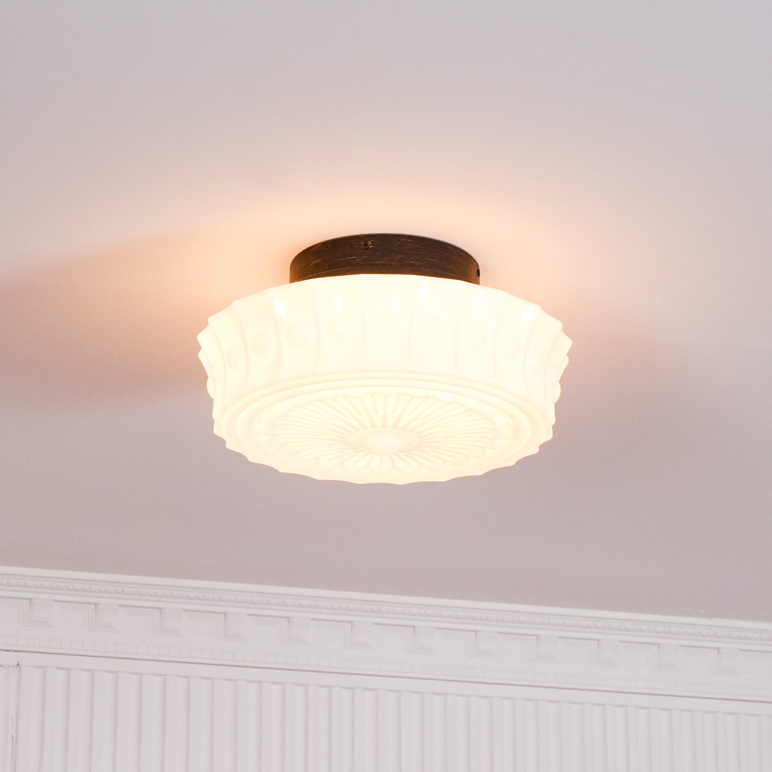 Modern Metal and Glass Ceiling Lamp - Flush Mount Light Fixture