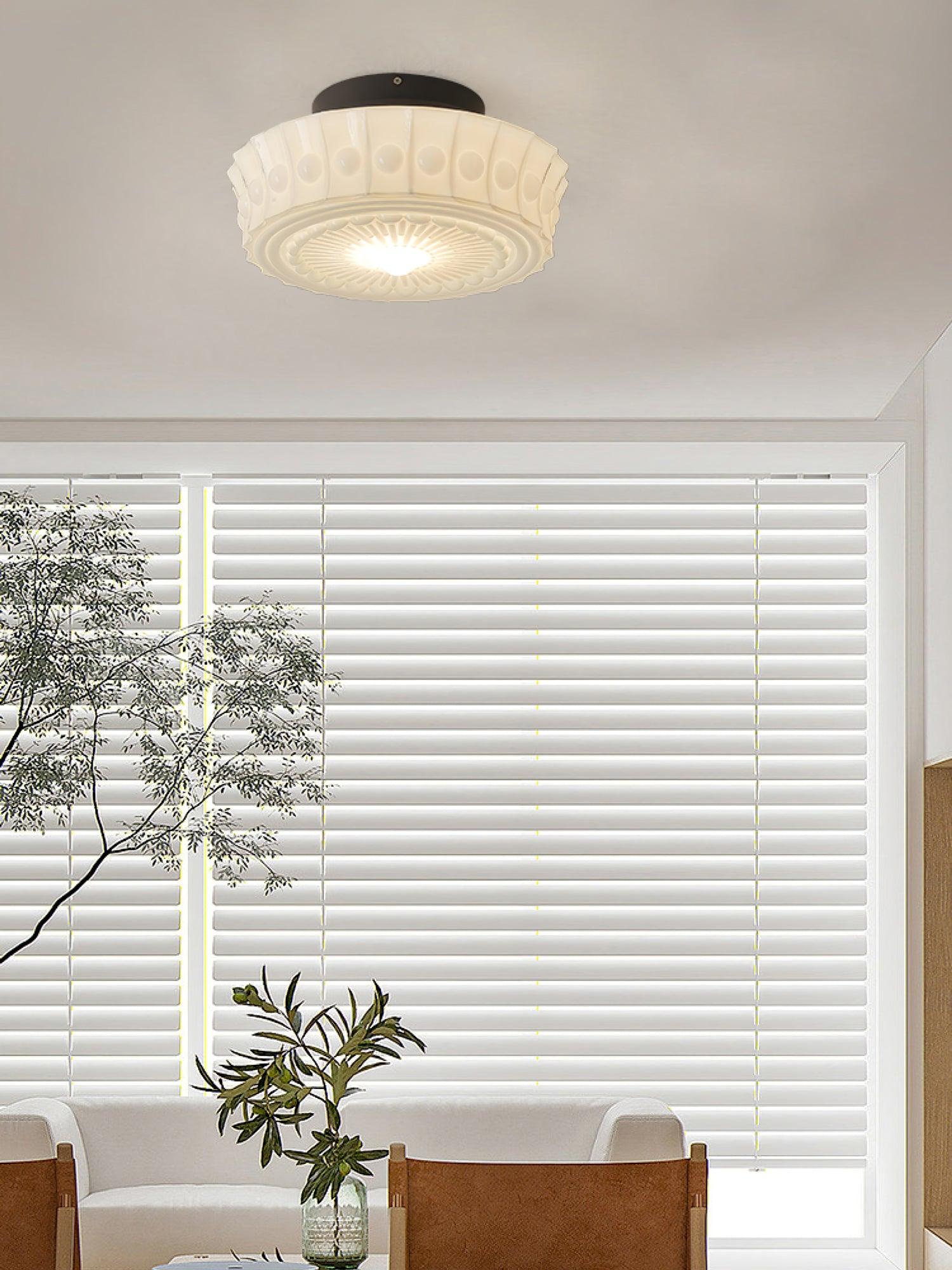 Modern Metal and Glass Ceiling Lamp - Flush Mount Light Fixture
