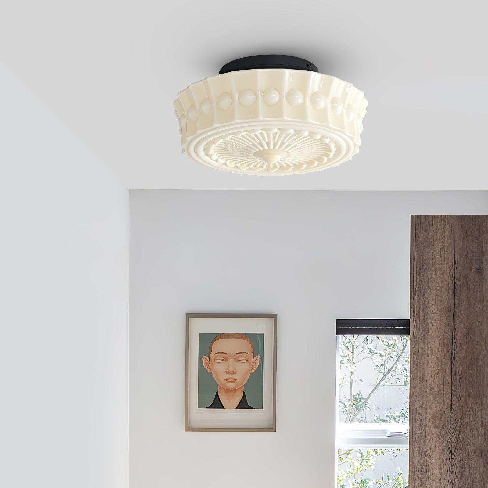 Modern Metal and Glass Ceiling Lamp - Flush Mount Light Fixture