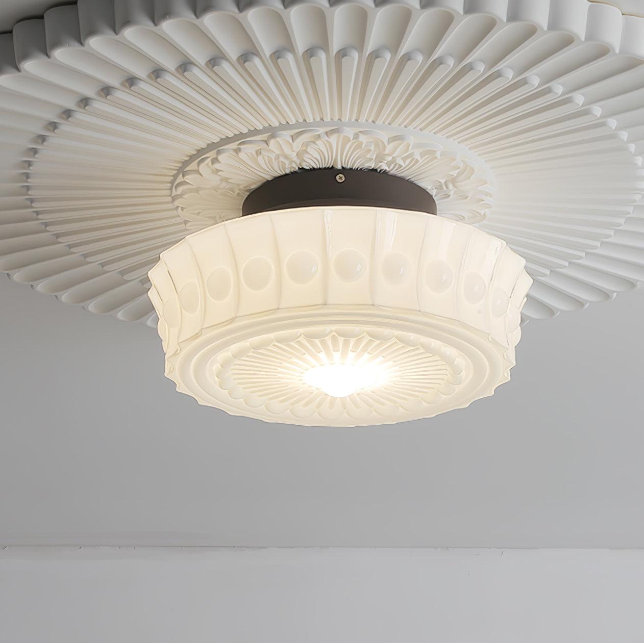 Modern Metal and Glass Ceiling Lamp - Flush Mount Light Fixture