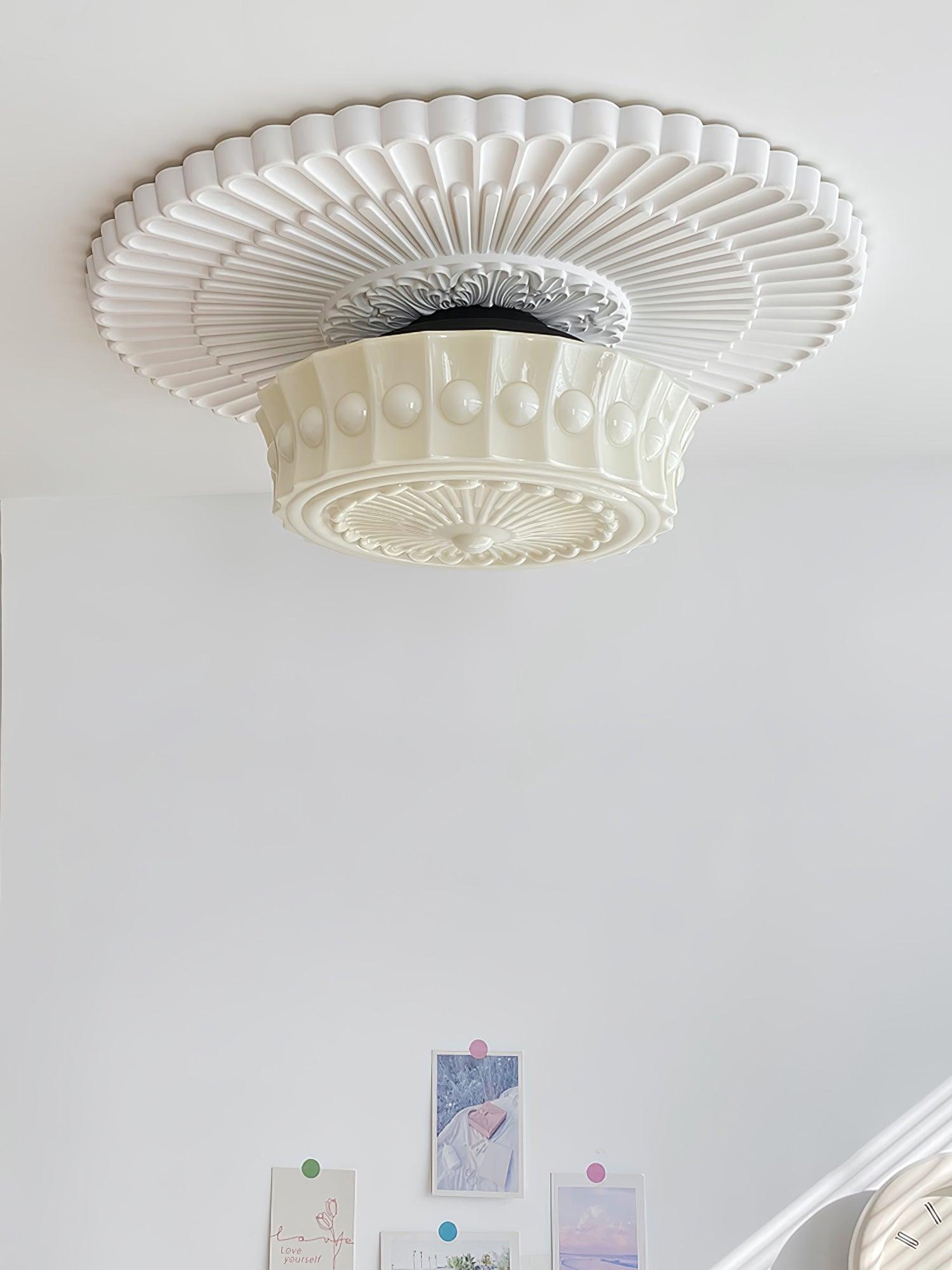 Modern Metal and Glass Ceiling Lamp - Flush Mount Light Fixture
