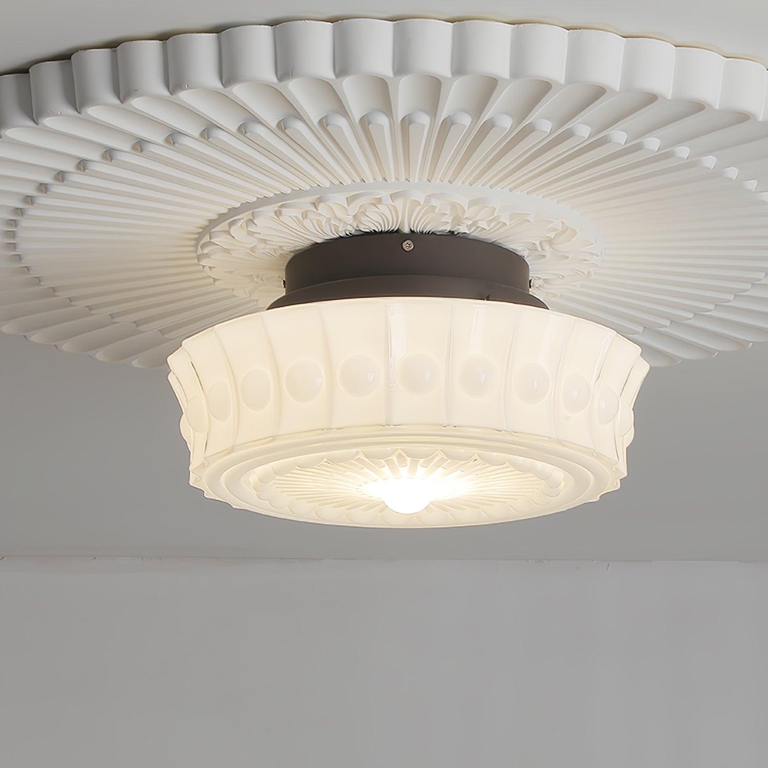 Modern Metal and Glass Ceiling Lamp - Flush Mount Light Fixture