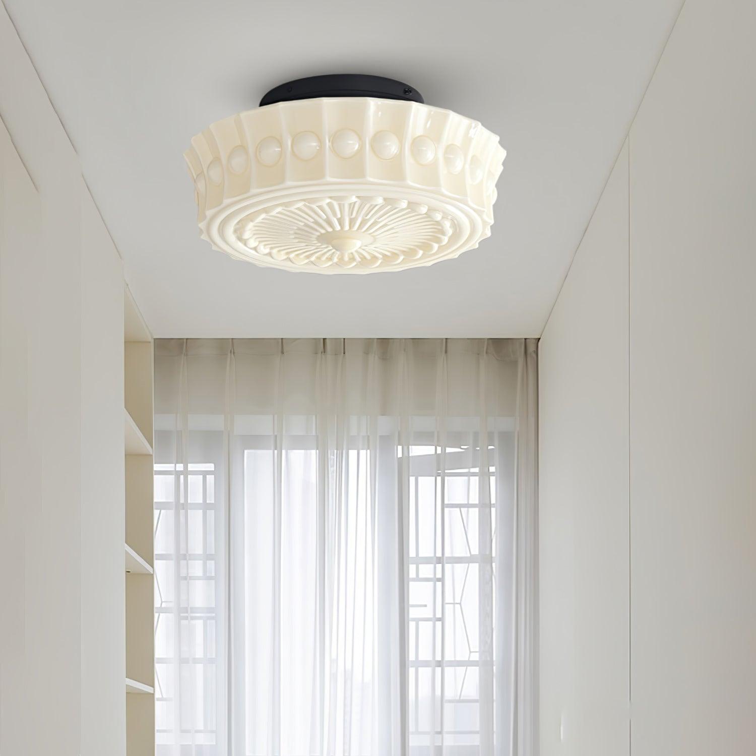 Modern Metal and Glass Ceiling Lamp - Flush Mount Light Fixture