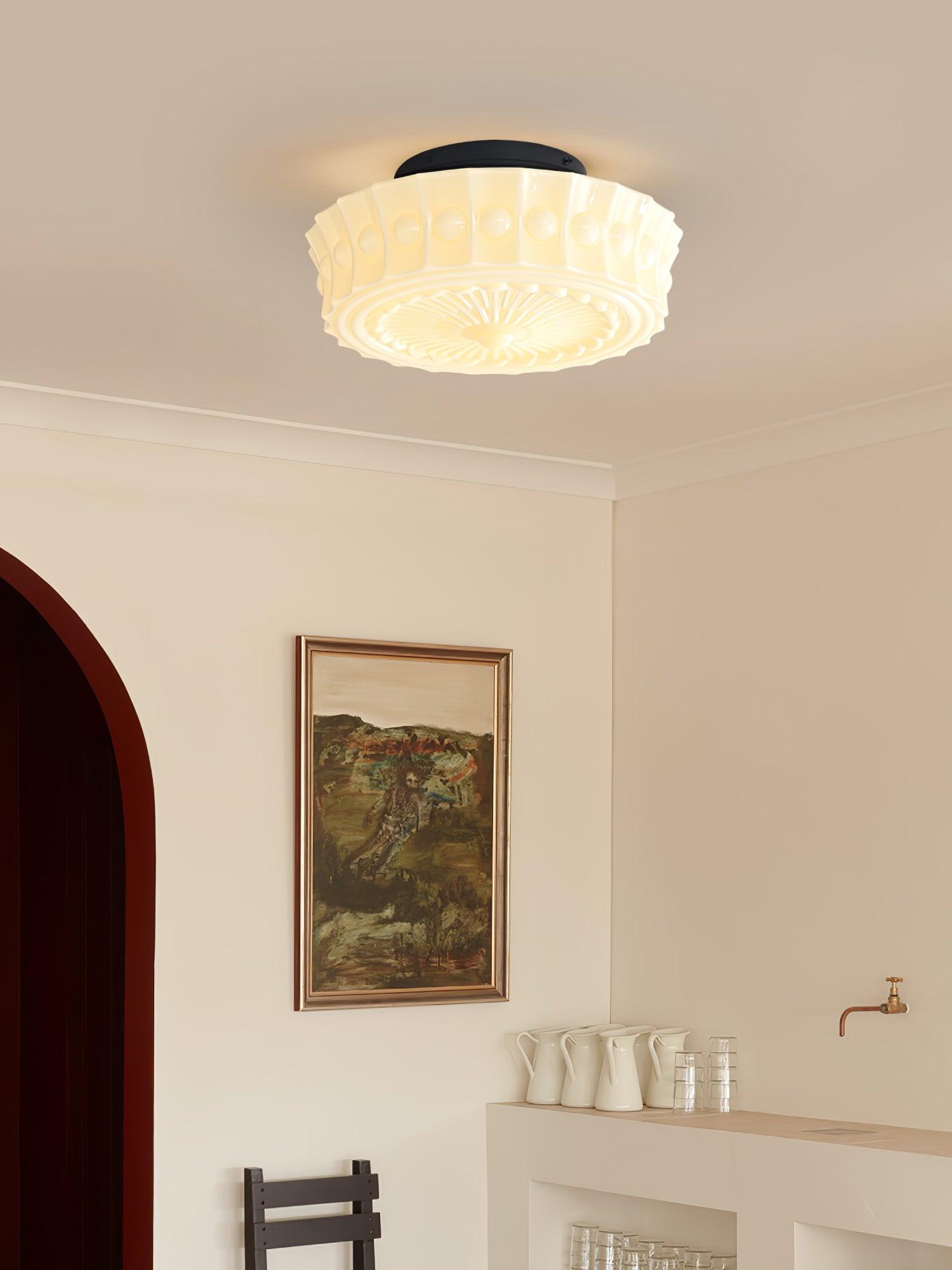 Modern Metal and Glass Ceiling Lamp - Flush Mount Light Fixture