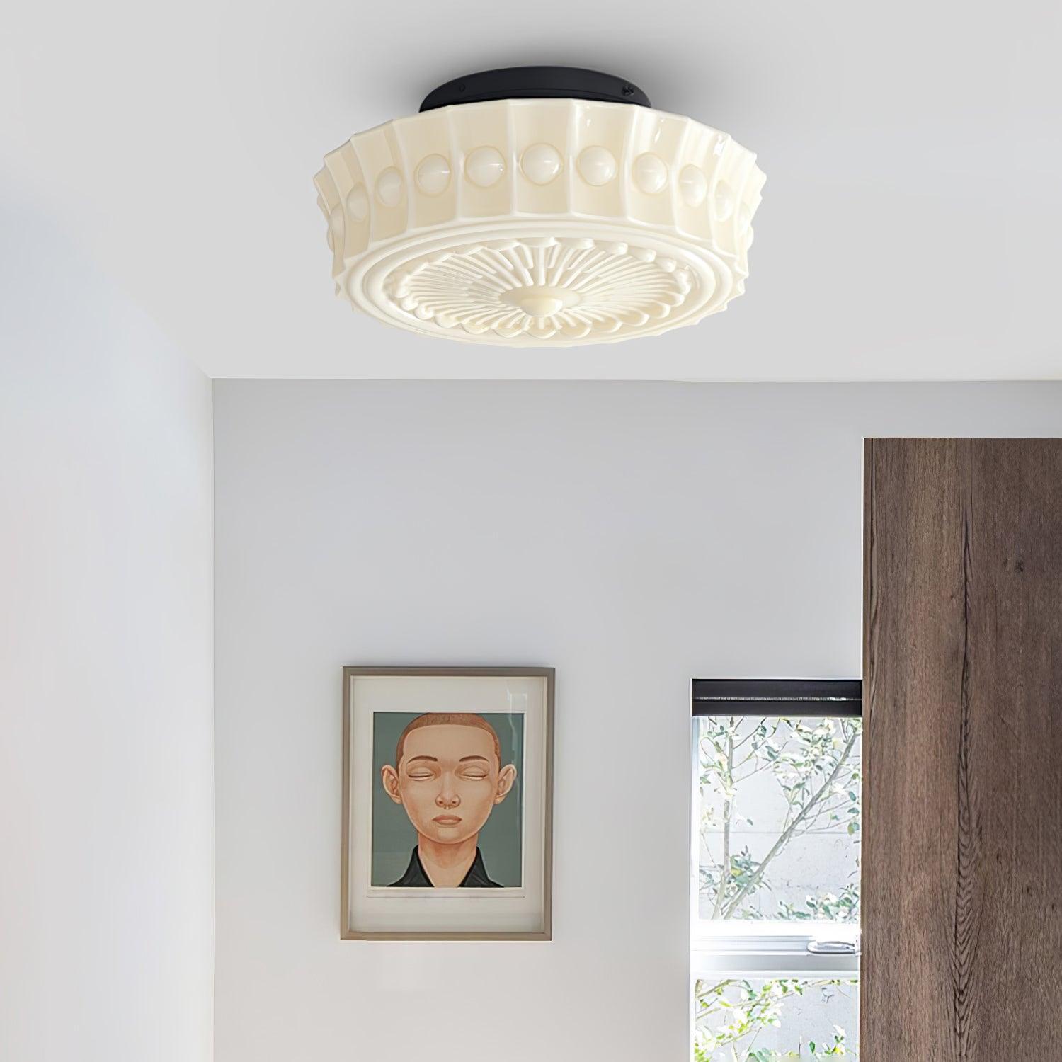 Modern Metal and Glass Ceiling Lamp - Flush Mount Light Fixture