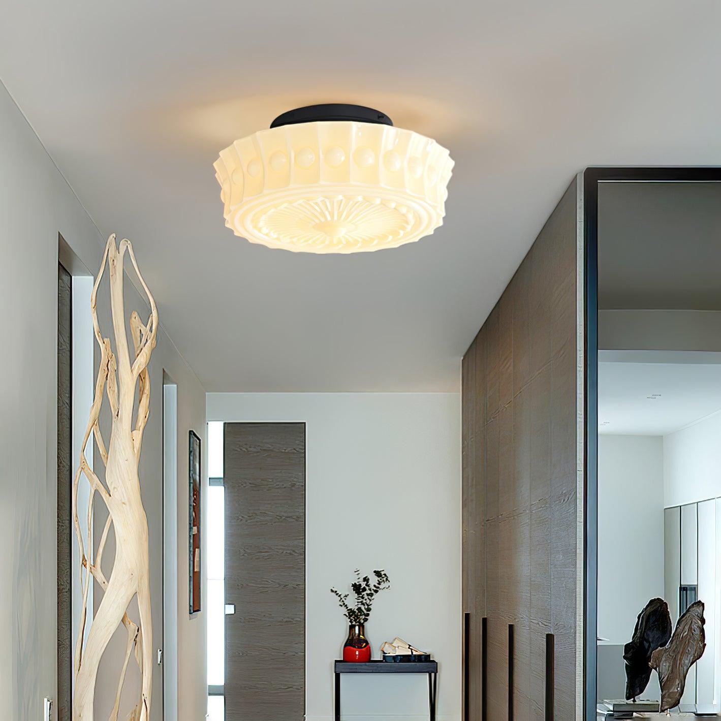 Modern Metal and Glass Ceiling Lamp - Flush Mount Light Fixture