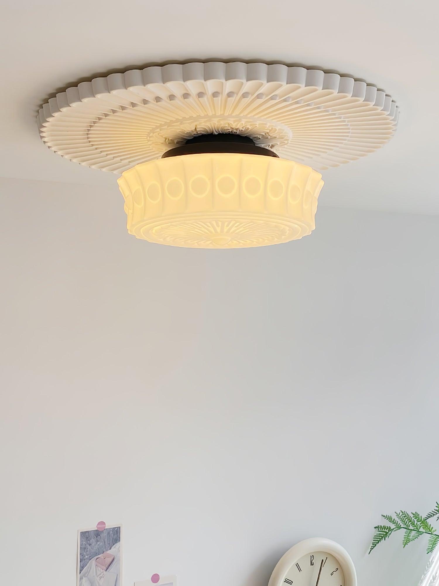 Modern Metal and Glass Ceiling Lamp - Flush Mount Light Fixture