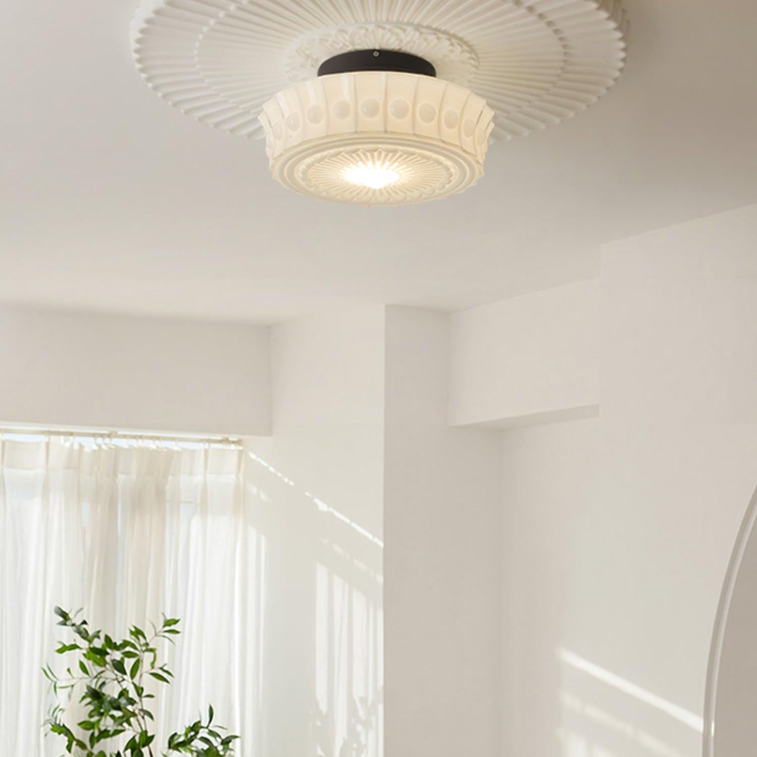 Modern Metal and Glass Ceiling Lamp - Flush Mount Light Fixture