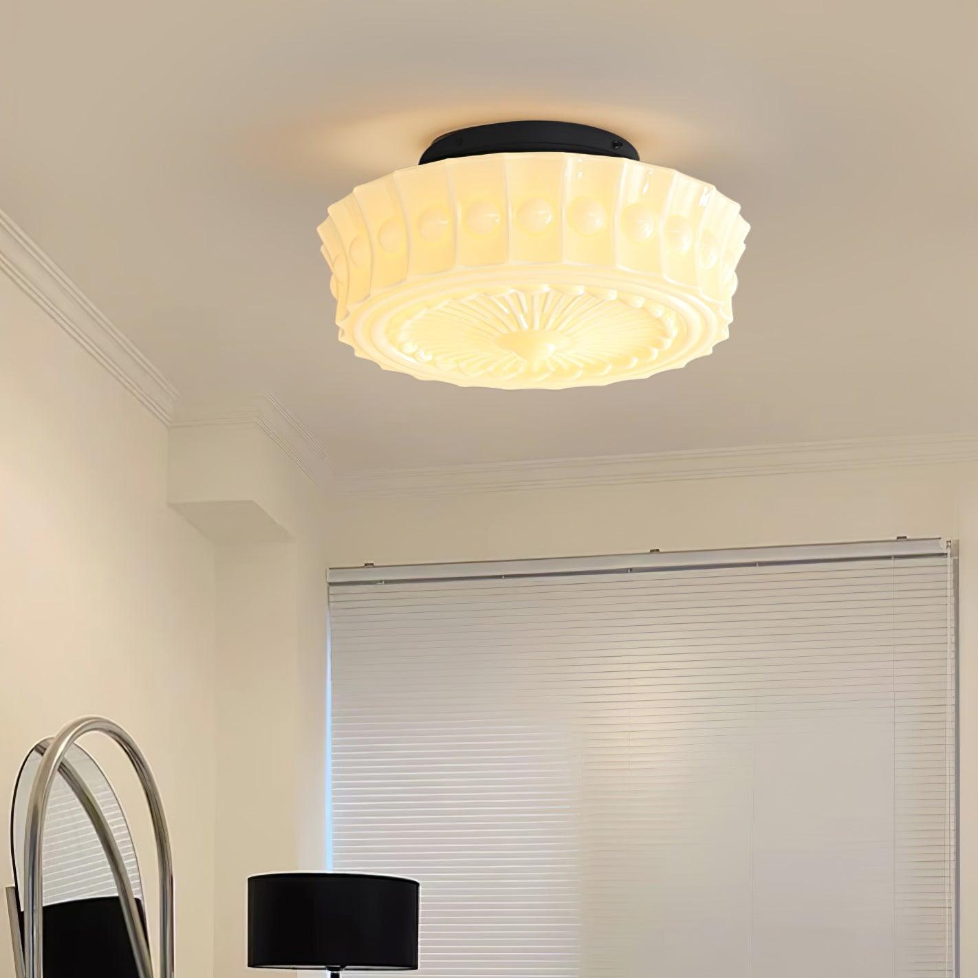 Modern Metal and Glass Ceiling Lamp - Flush Mount Light Fixture