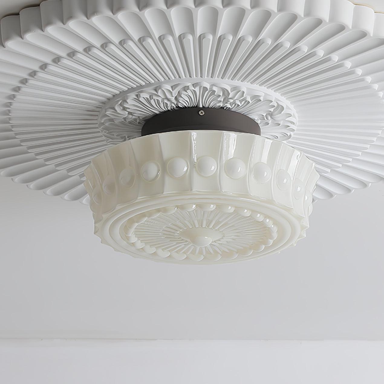 Modern Metal and Glass Ceiling Lamp - Flush Mount Light Fixture