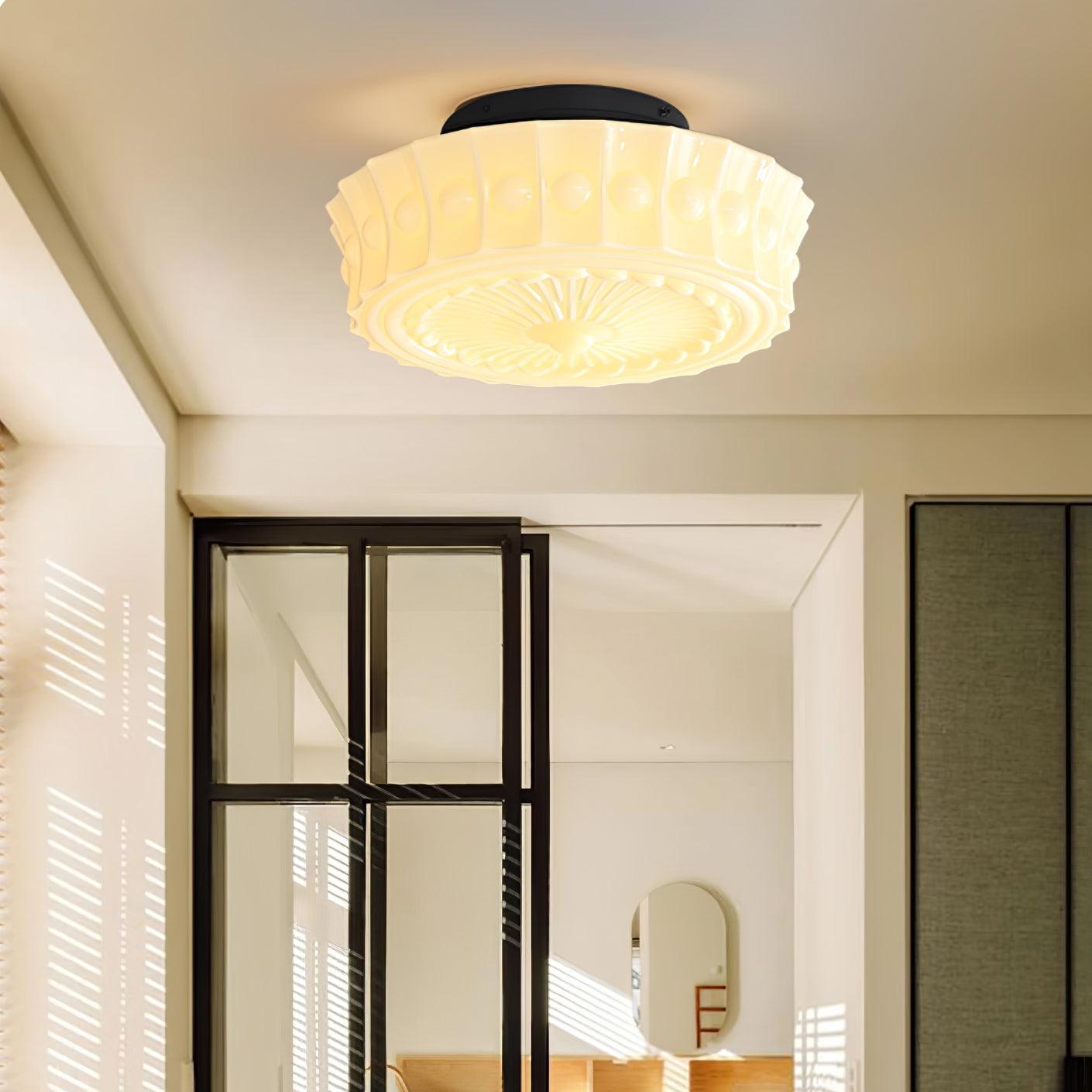 Modern Metal and Glass Ceiling Lamp - Flush Mount Light Fixture
