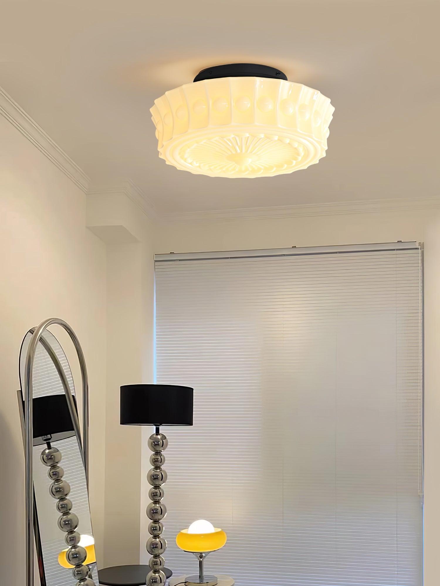 Modern Metal and Glass Ceiling Lamp - Flush Mount Light Fixture