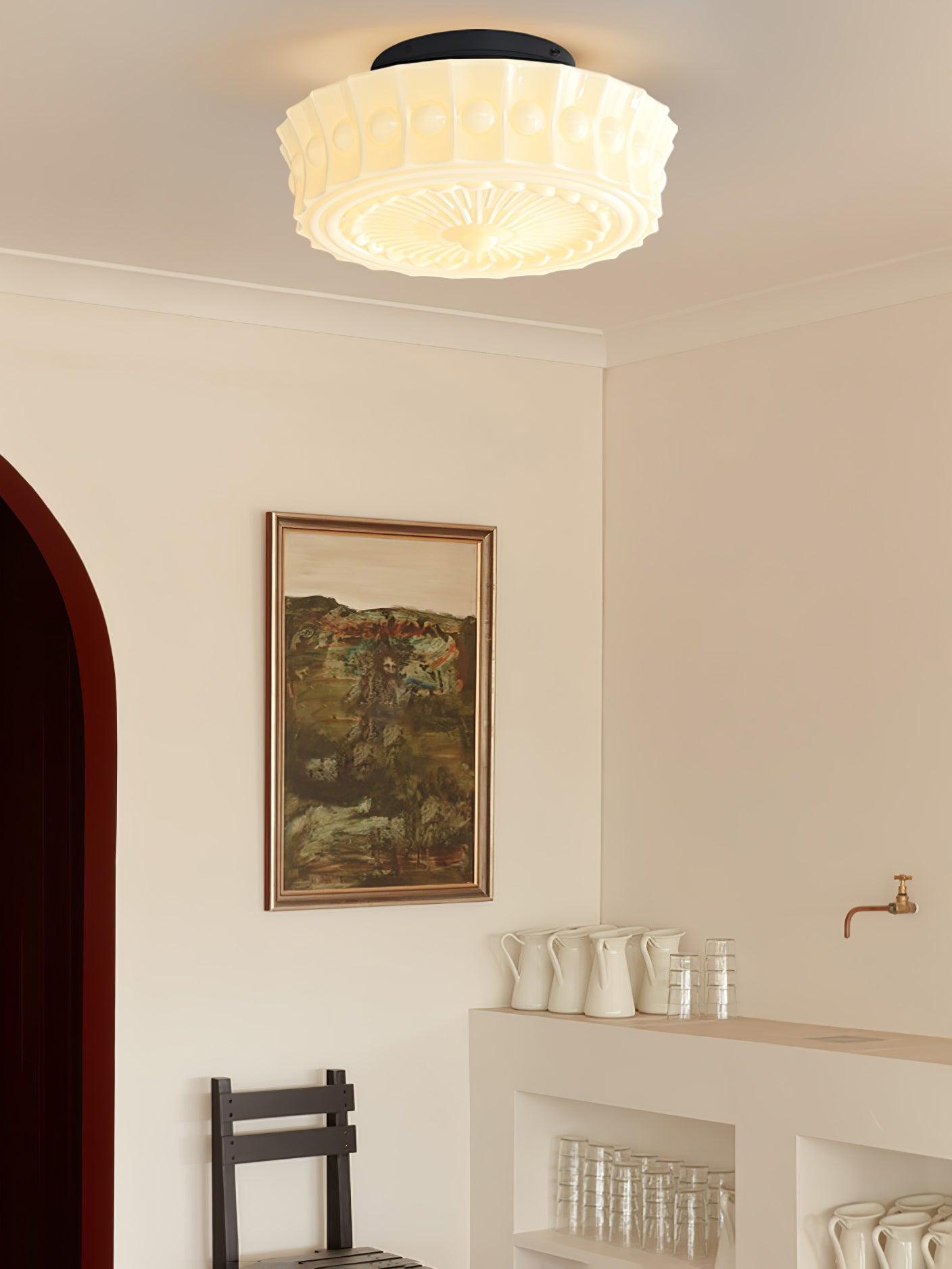 Modern Metal and Glass Ceiling Lamp - Flush Mount Light Fixture