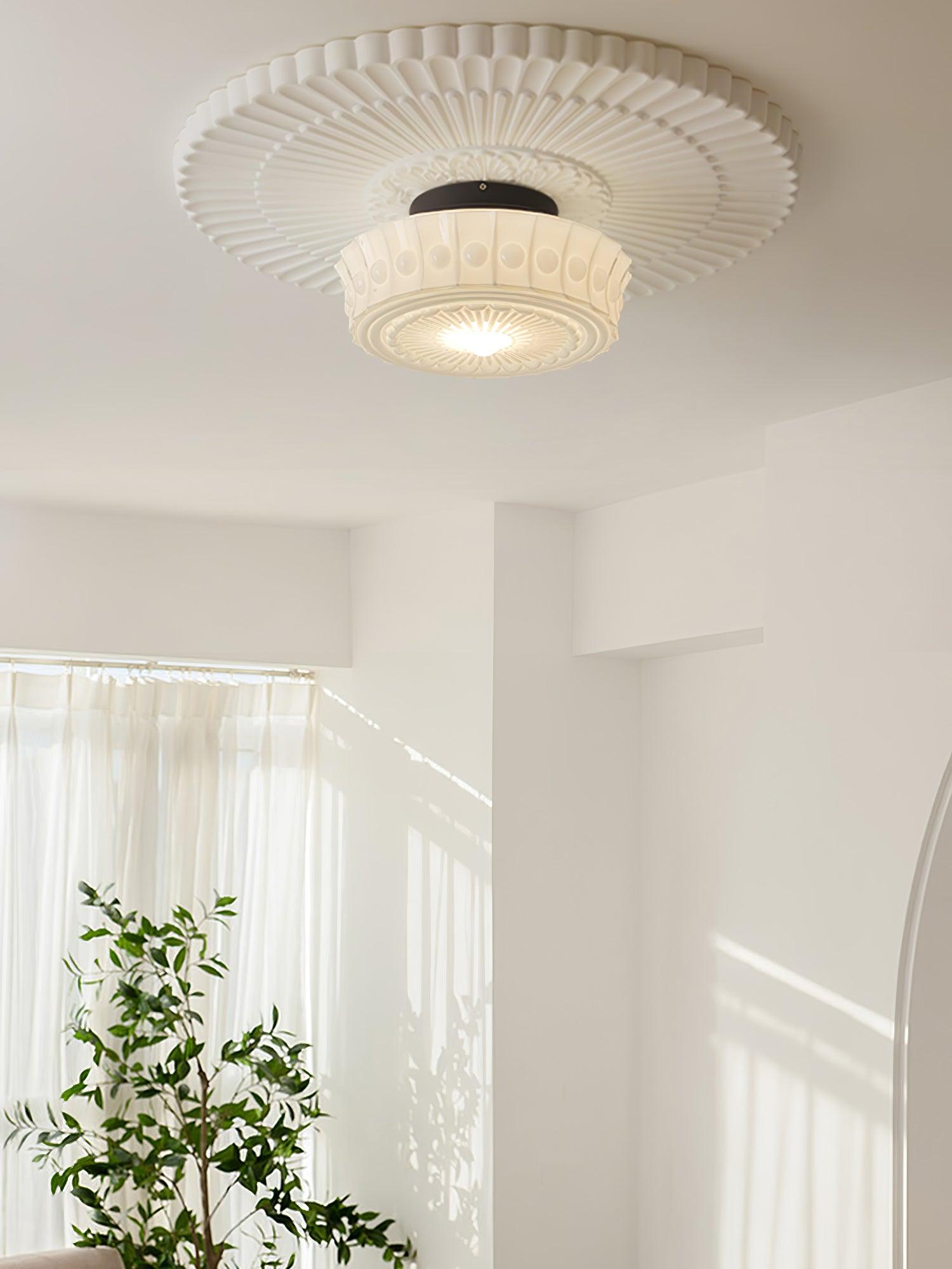 Modern Metal and Glass Ceiling Lamp - Flush Mount Light Fixture