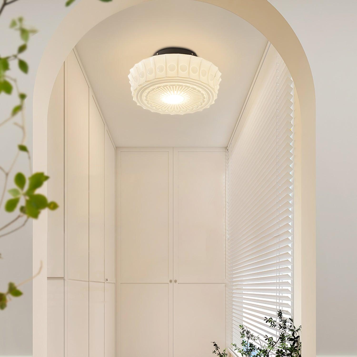 Modern Metal and Glass Ceiling Lamp - Flush Mount Light Fixture