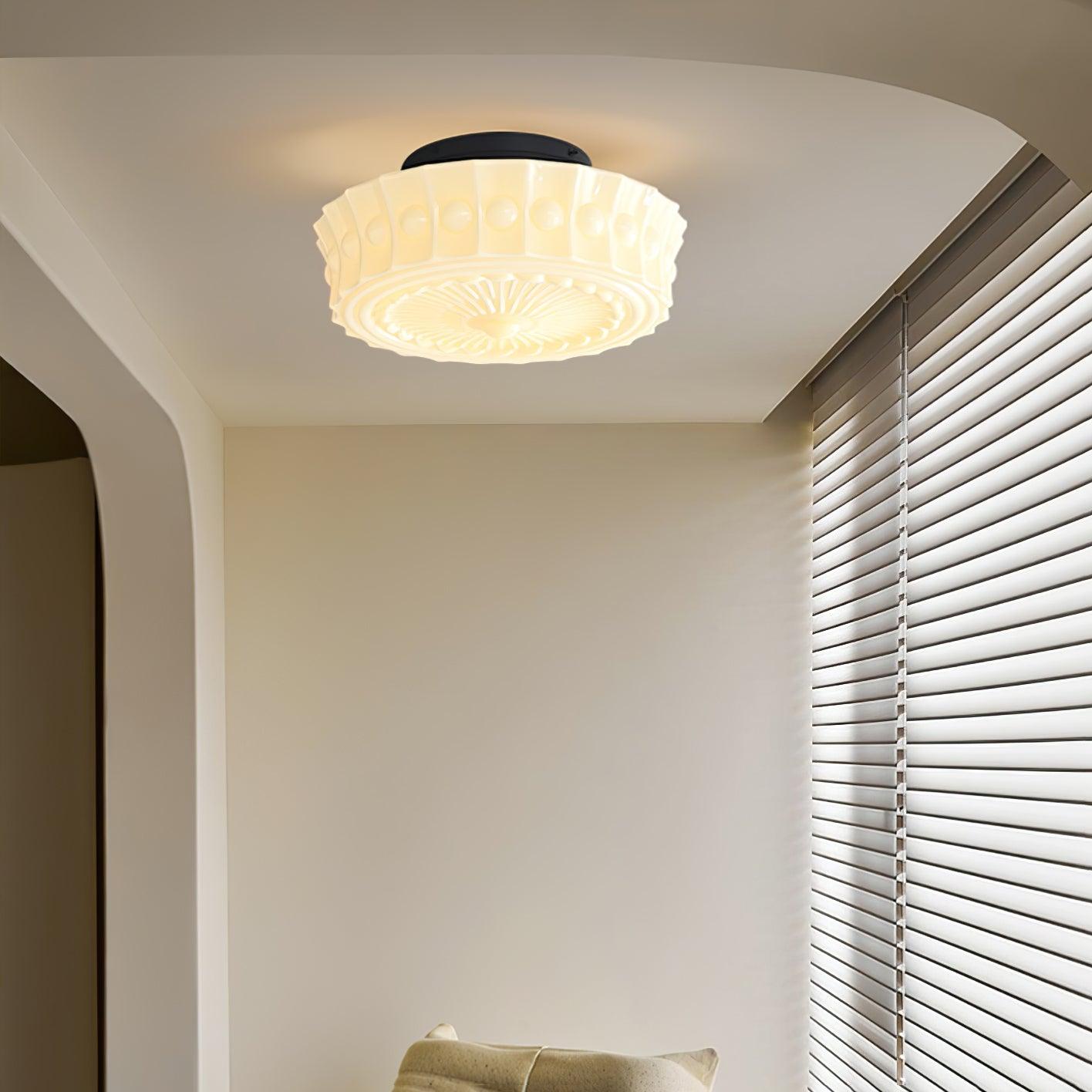 Modern Metal and Glass Ceiling Lamp - Flush Mount Light Fixture