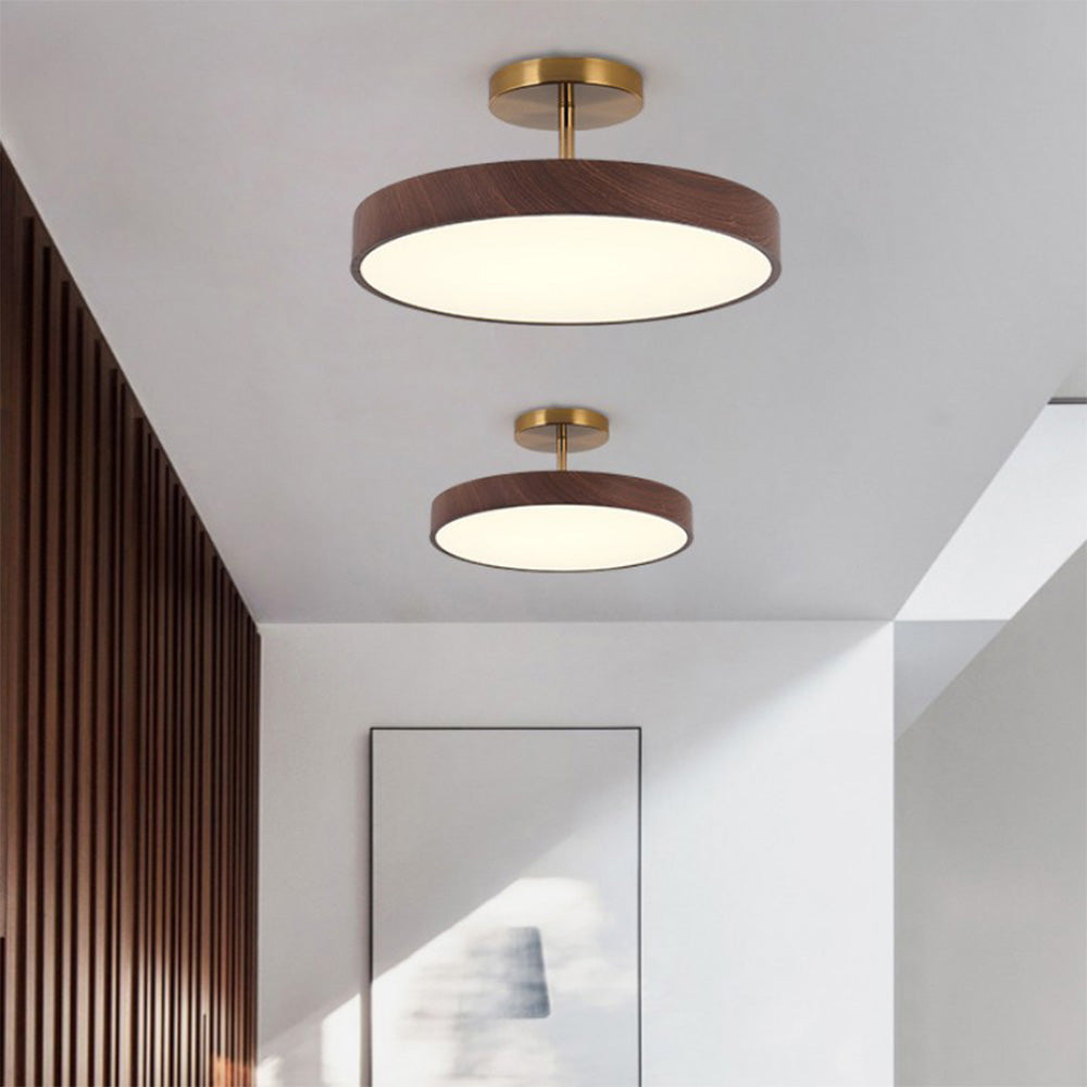 Semi-Flush Wooden LED Ceiling Lamp – Contemporary Style