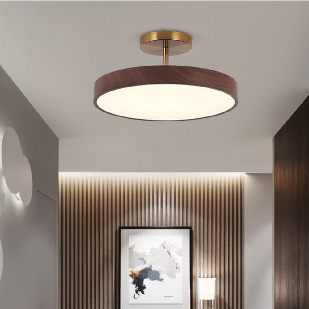 Semi-Flush Wooden LED Ceiling Lamp – Contemporary Style
