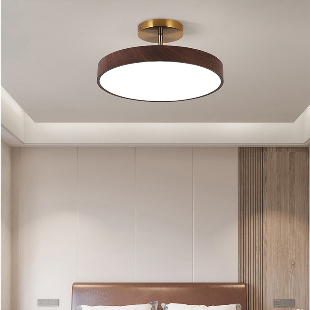 Semi-Flush Wooden LED Ceiling Lamp – Contemporary Style