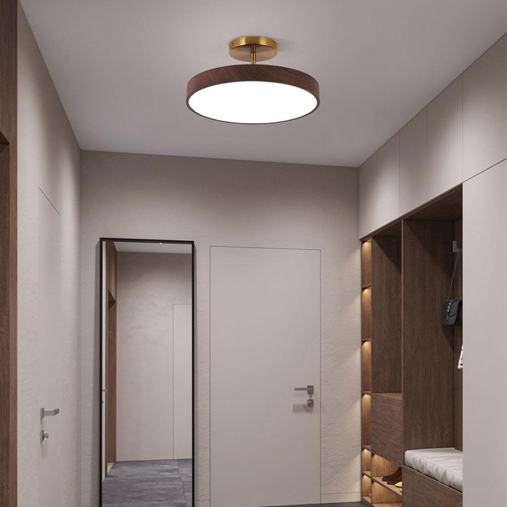 Semi-Flush Wooden LED Ceiling Lamp – Contemporary Style