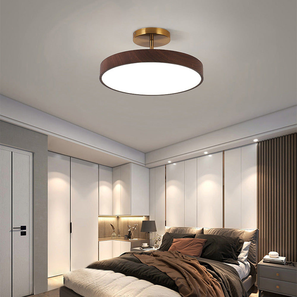 Semi-Flush Wooden LED Ceiling Lamp – Contemporary Style