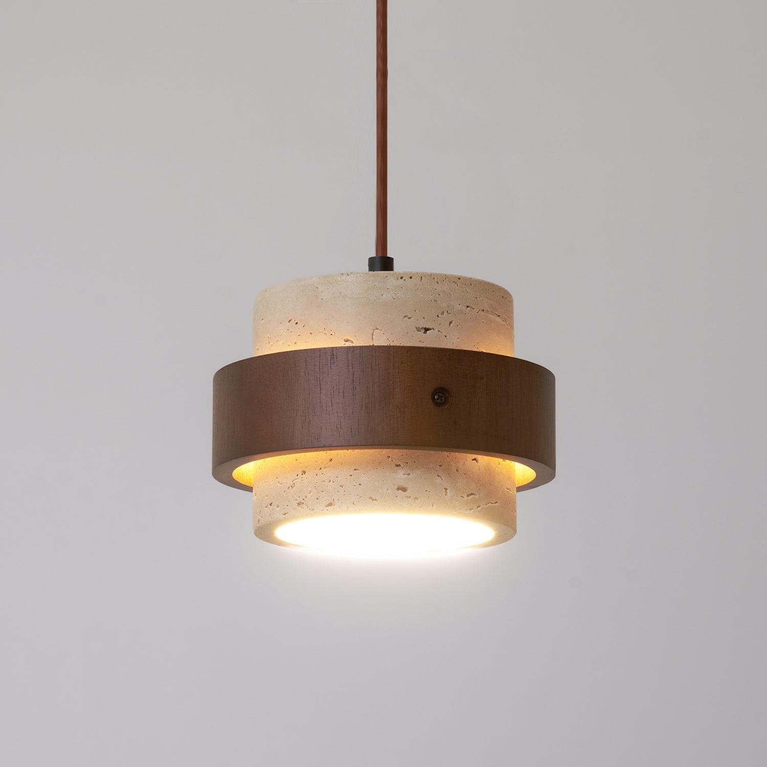Contemporary Pendant Light Fixture – Travertine Stone Finish