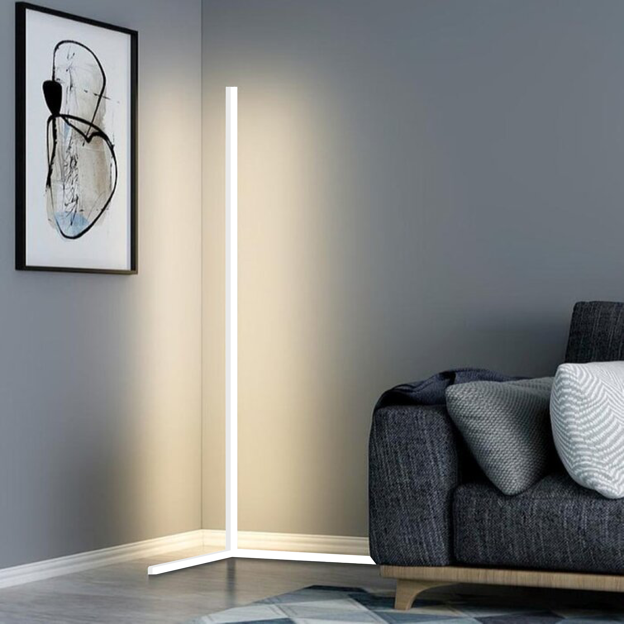 Space-Saving Slim LED Floor Lamp – Adjustable Brightness & Color Modes - Atelier Dubois Paris