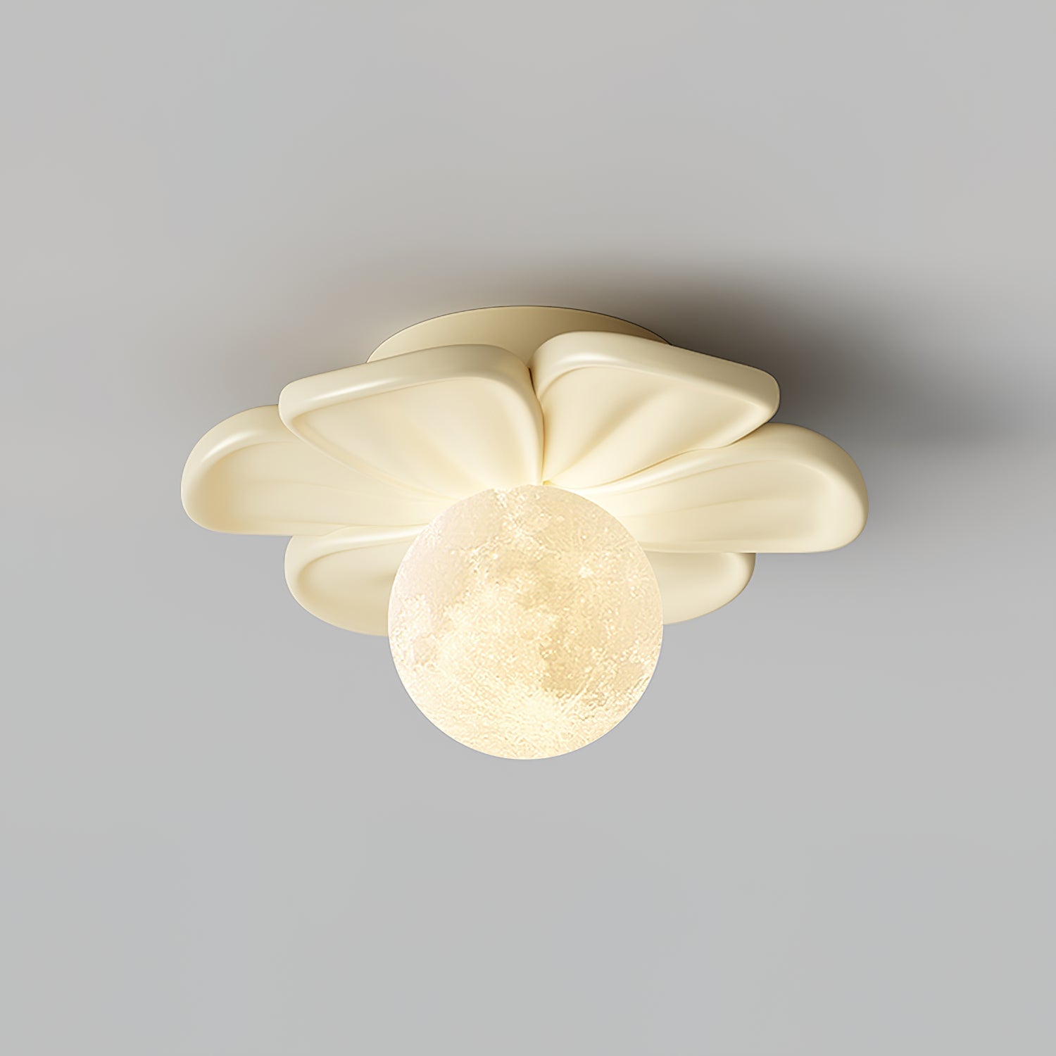 Cream Bloom Flower Ceiling Lamp – Floral Design Flush Mount Light