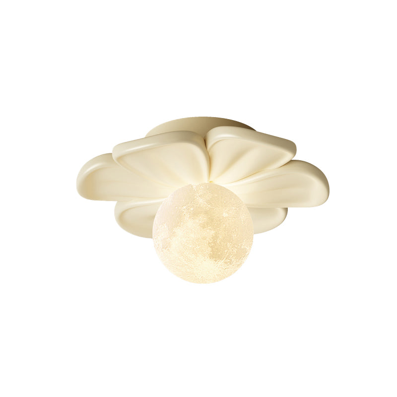 Cream Bloom Flower Ceiling Lamp – Floral Design Flush Mount Light