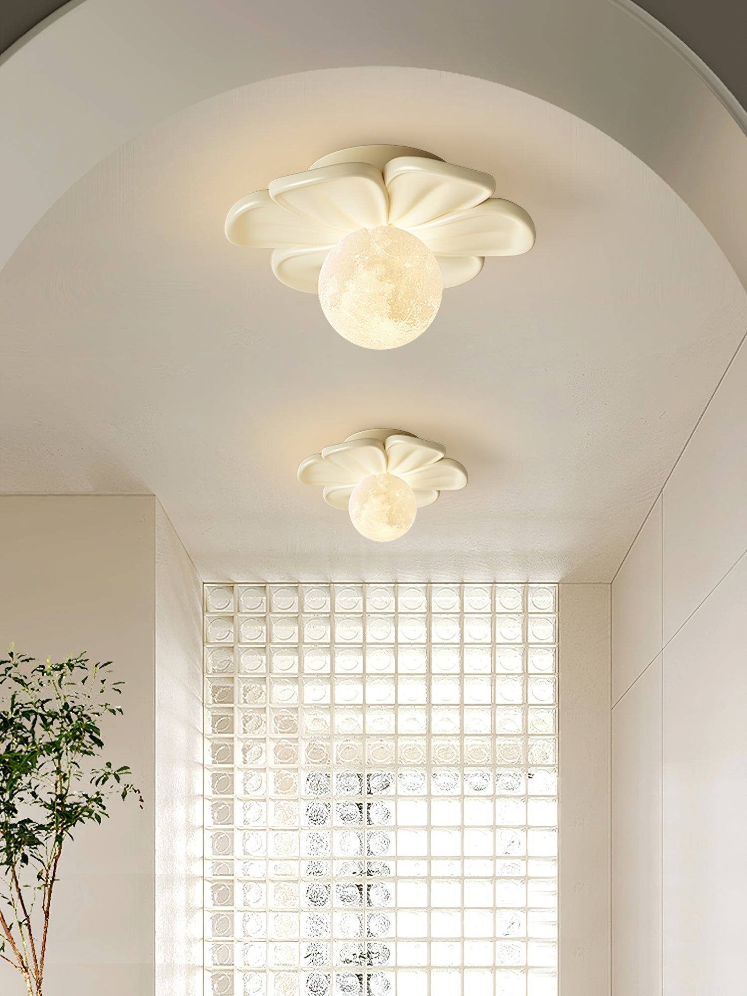 Cream Bloom Flower Ceiling Lamp – Floral Design Flush Mount Light
