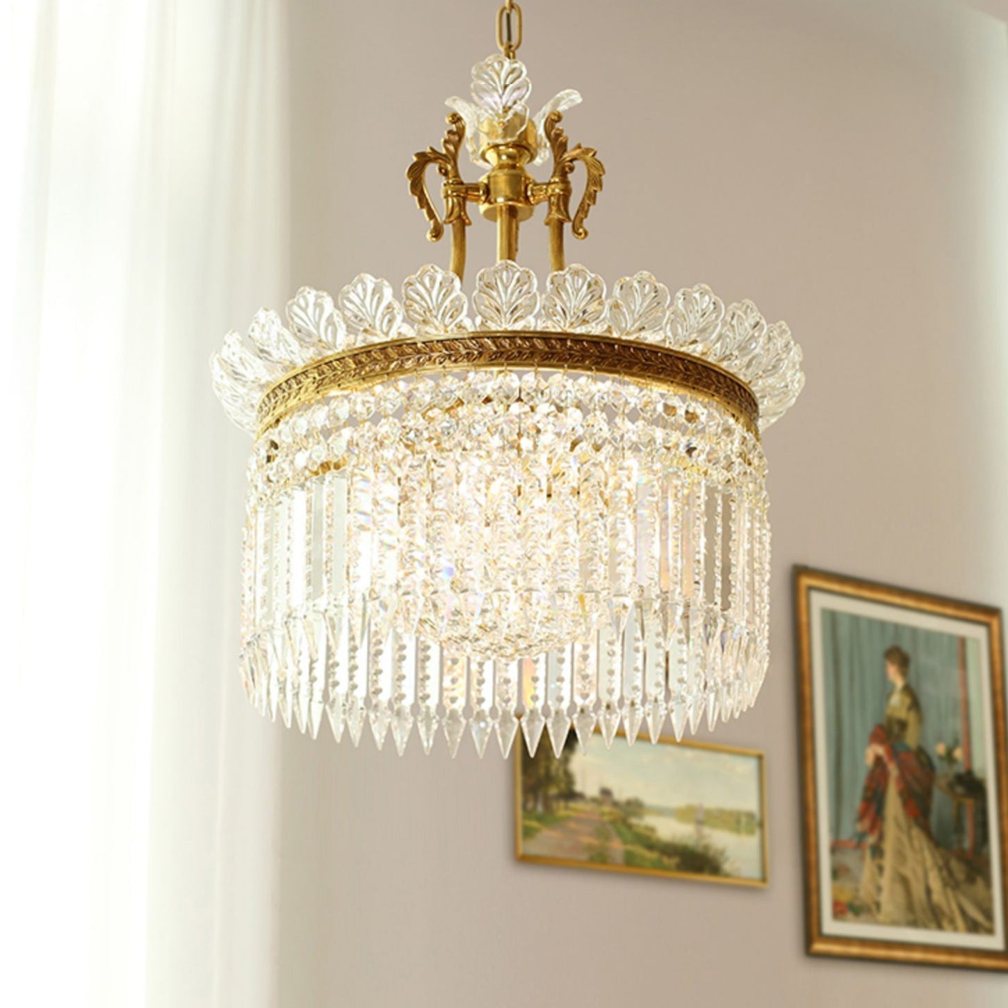 Brass Frame Crystal Chandelier – Timeless Decorative Lighting