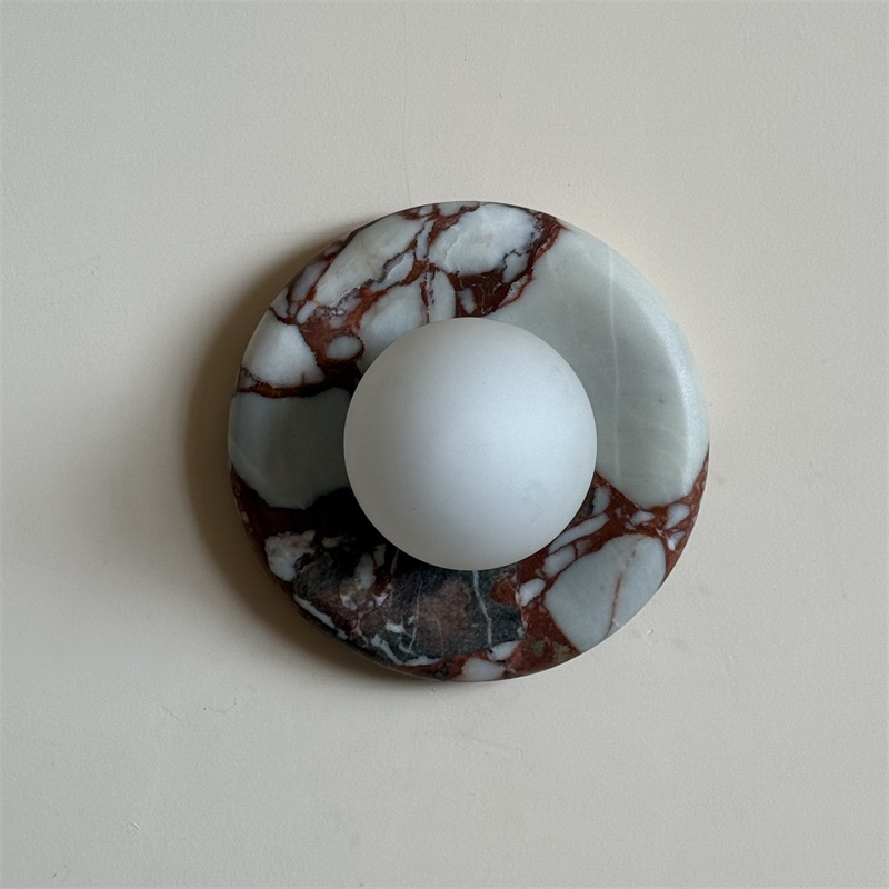 Red Marble Wall Sconce Light – Modern Decorative Lighting Fixture