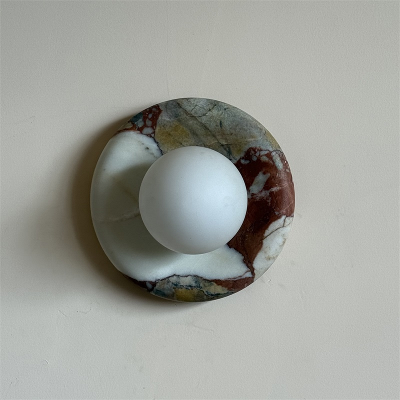 Red Marble Wall Sconce Light – Modern Decorative Lighting Fixture