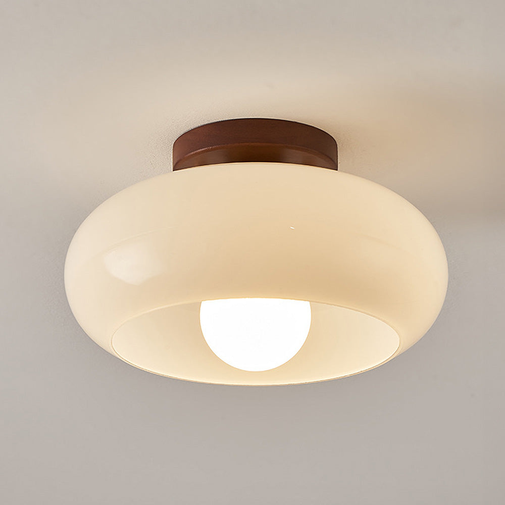 Hallway Ceiling Lamp Featuring Crystal and Natural Wood