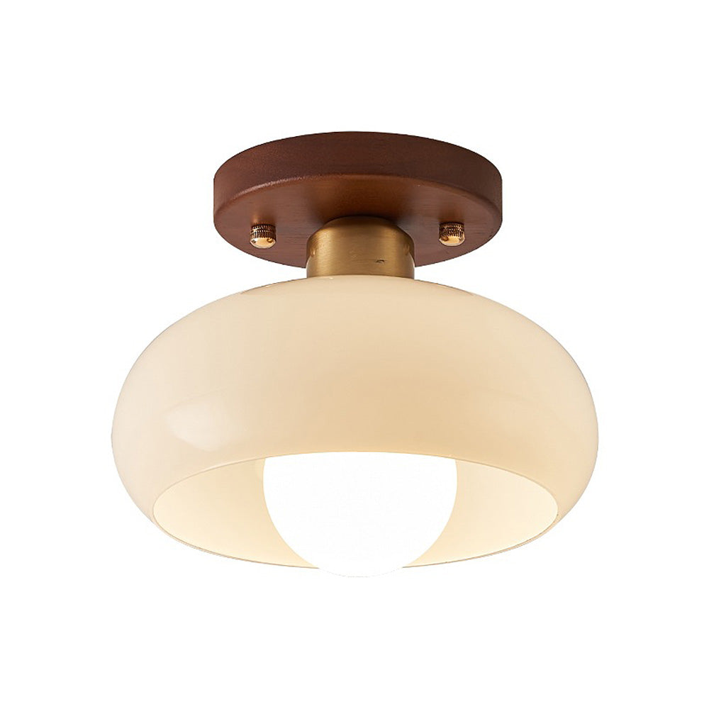 Hallway Ceiling Lamp Featuring Crystal and Natural Wood
