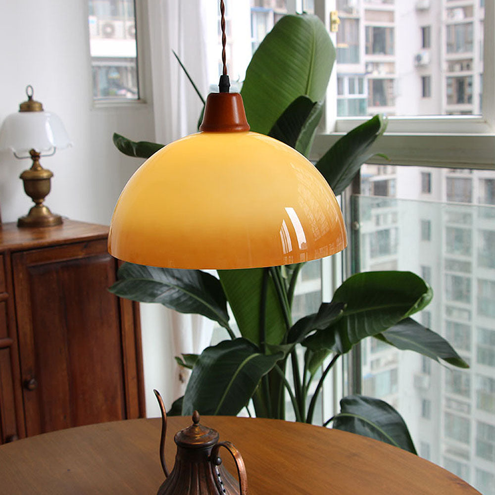 Amber Glass Farmhouse Pendant | Vintage-Inspired Ceiling Fixture