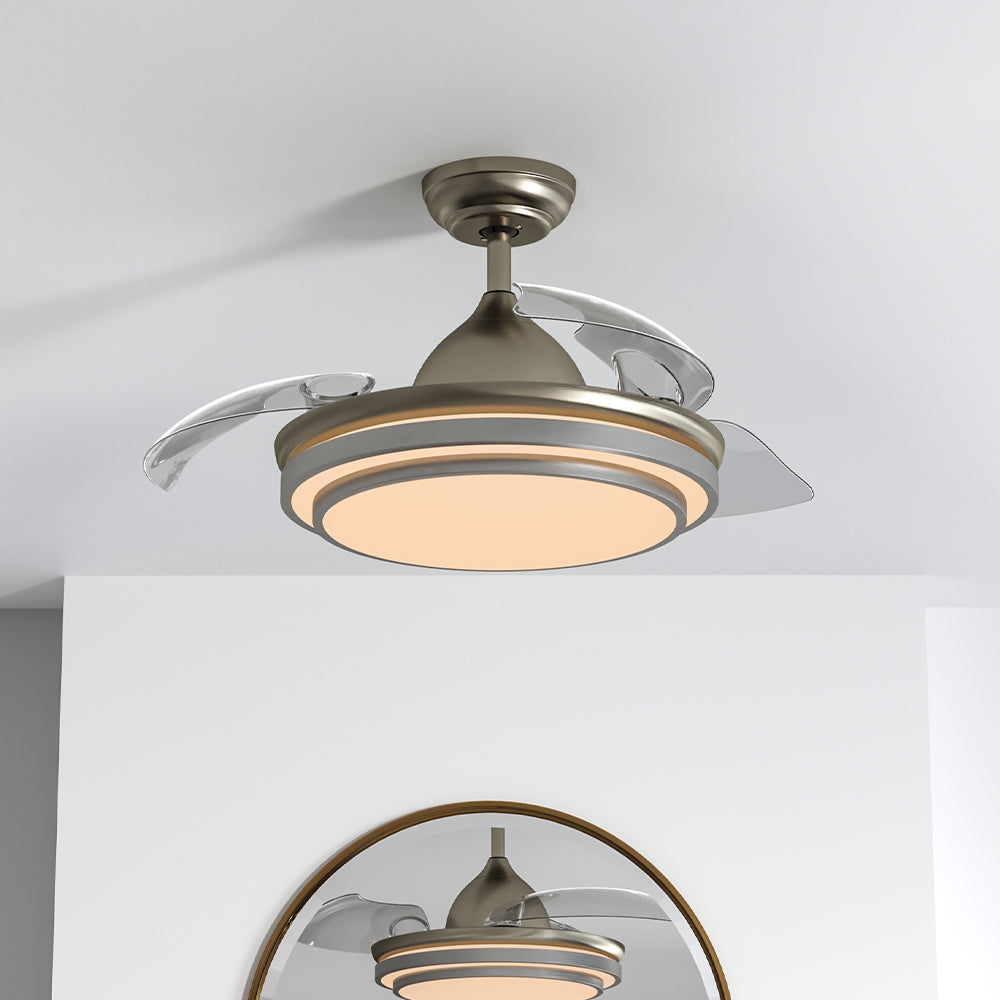 Retractable Ceiling Fan 42" with Dimmable Light & Remote Control - Atelier Dubois Paris